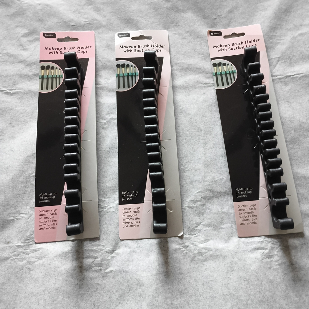 Black Makeup Brush Holders with Suction Cups 3 piece lot